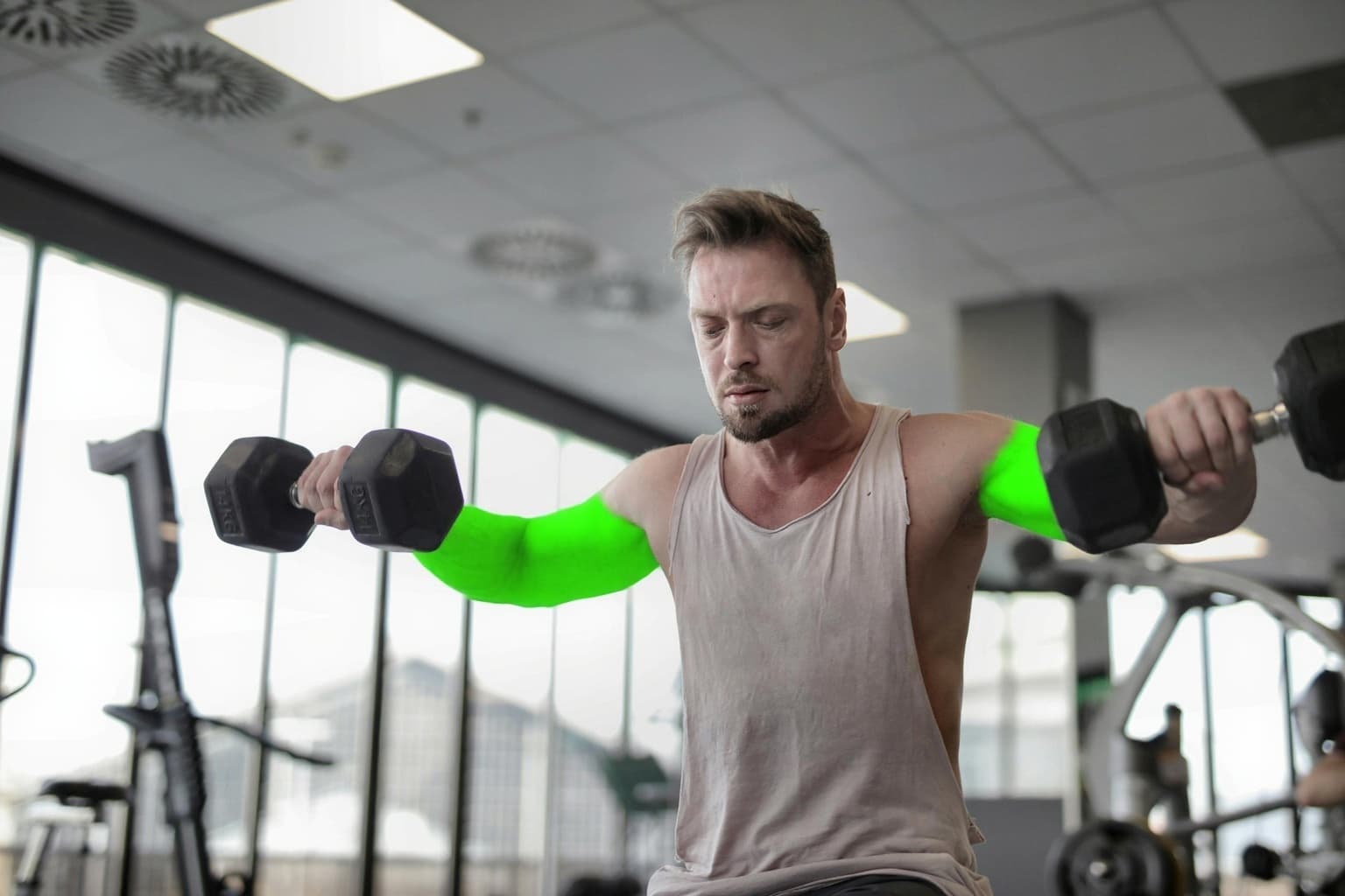 Athlete mid-workout with live AI form analysis